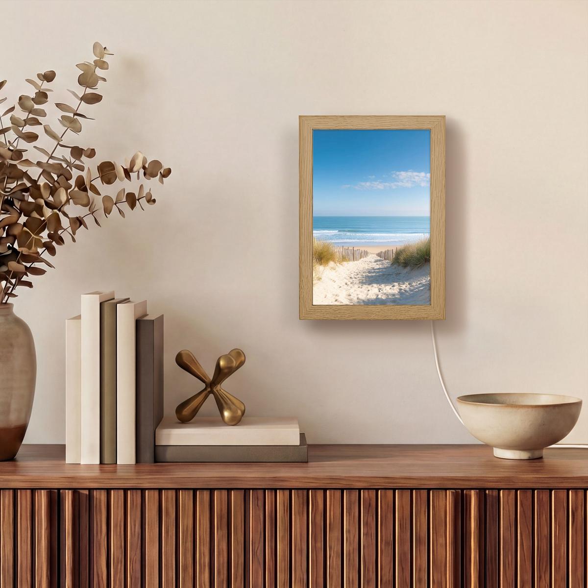 WANDLEUCHTE Strand - Meer - Düne - Sand - Sommer 15x20 cm - Sandfarben, Holzwerkstoff (15/20/8cm) - OnlyWow