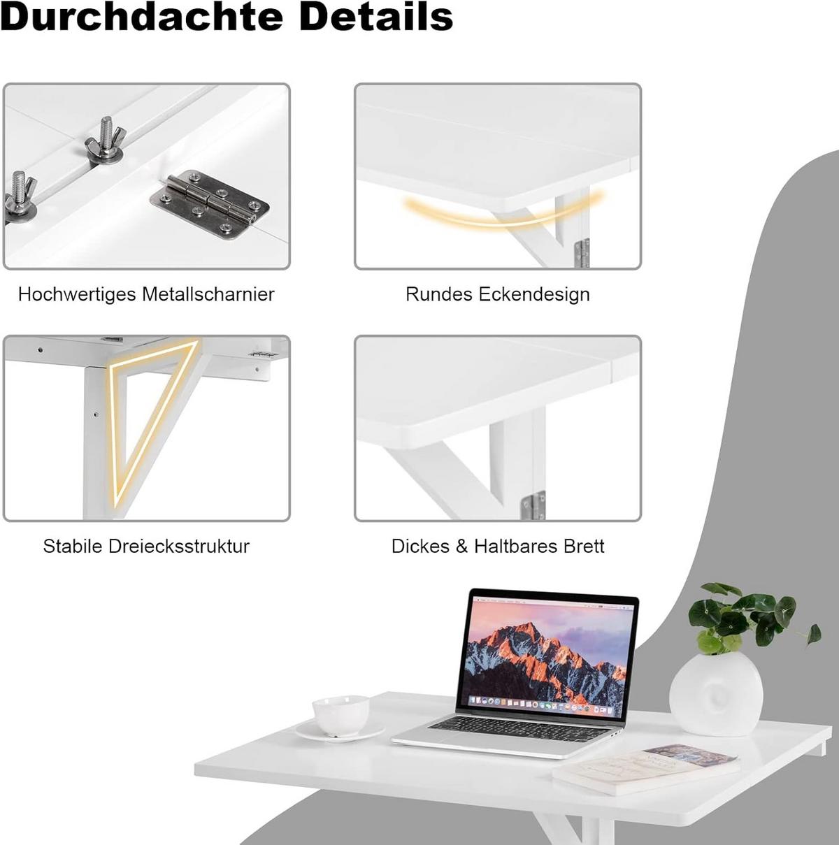 COMPUTERTISCH Weiß - Weiß, Holzwerkstoff (60/80/45cm) - COSTWAY