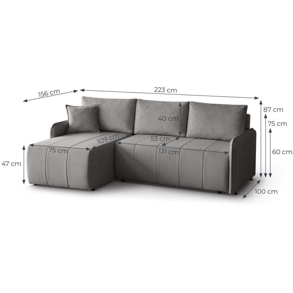 ECKSCHLAFSOFA Capri cappuccino - Schwarz/Cappuccino, Kunststoff/Textil (223/156cm) - Beautysofa