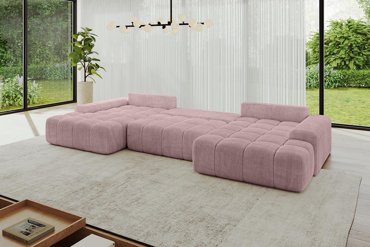 WOHNLANDSCHAFT ENSI-U - 353x164x69 cm Rosa - Rosa, Holzwerkstoff/Kunststoff (357/69/164cm) - ALTDECOR
