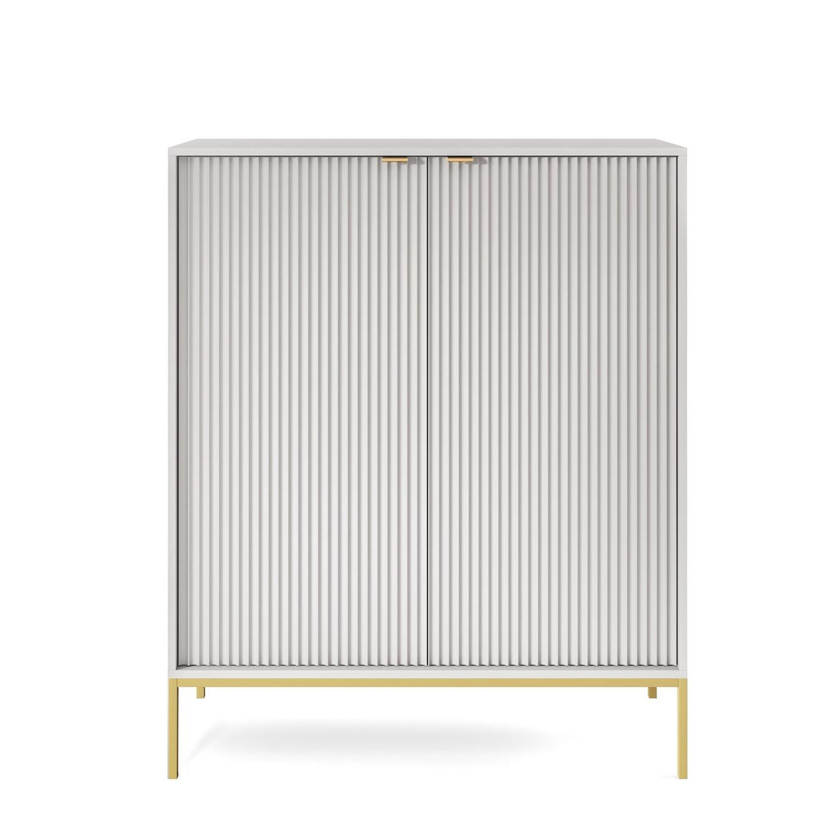 HIGHBOARD STELLARE 104/125/39 cm mit 2 Türen Grau - Goldfarben/Grau, Holzwerkstoff (104/125/39cm) - MASSENO