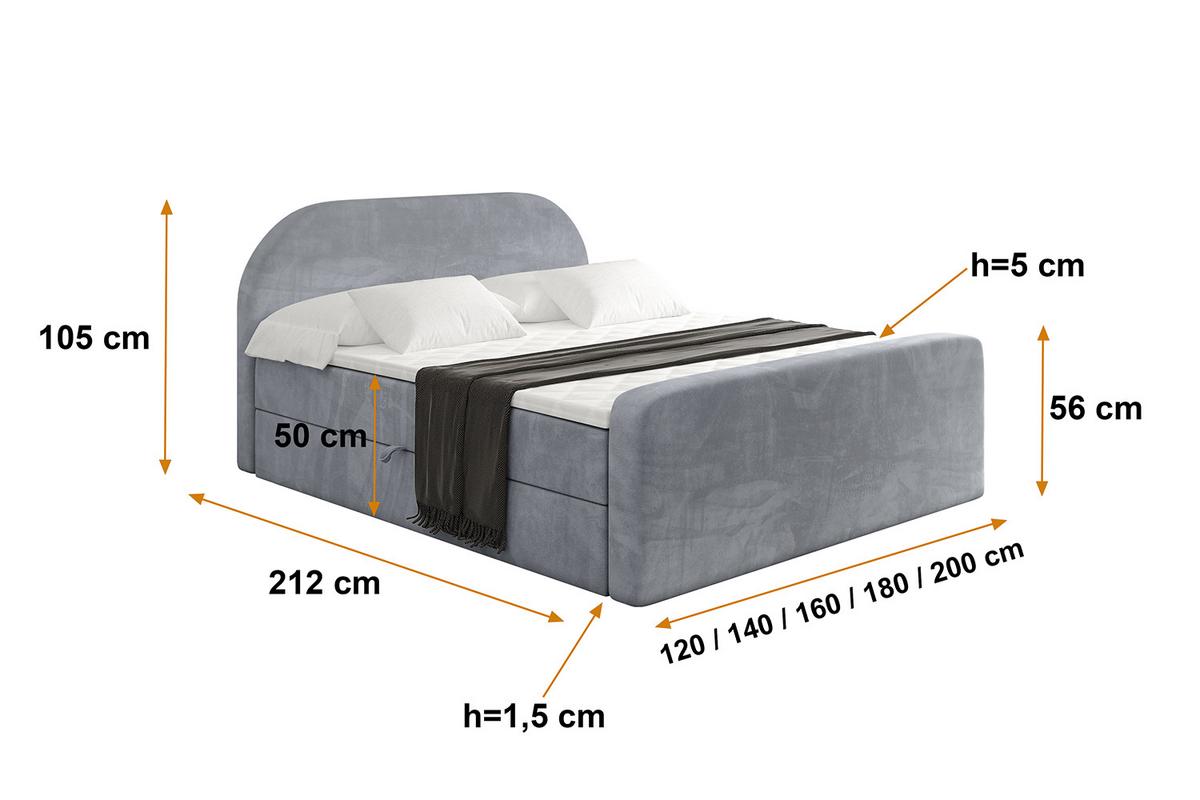 BOXBETT mit Matratze H4 und Lattenrost - NOX-Z - 140x200 - Grau Casablanca - Grau, Holzwerkstoff (140/200cm) - ALTDECOR