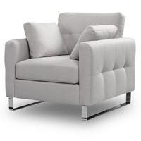 SESSEL hellgrau Flachgewebe 93 x 94 cm, Clubsessel mit Steppoptik - Chromfarben/Hellgrau, Holz/Textil (93/92/94cm) - Inn.Furn