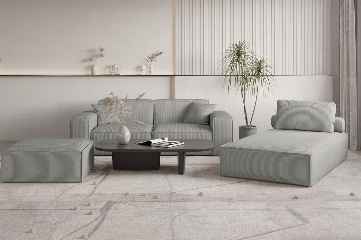 POLSTERHOCKER Celes Premium 85x85cm - Grau, Holzwerkstoff/Textil (85/40/85cm) - Fun Möbel