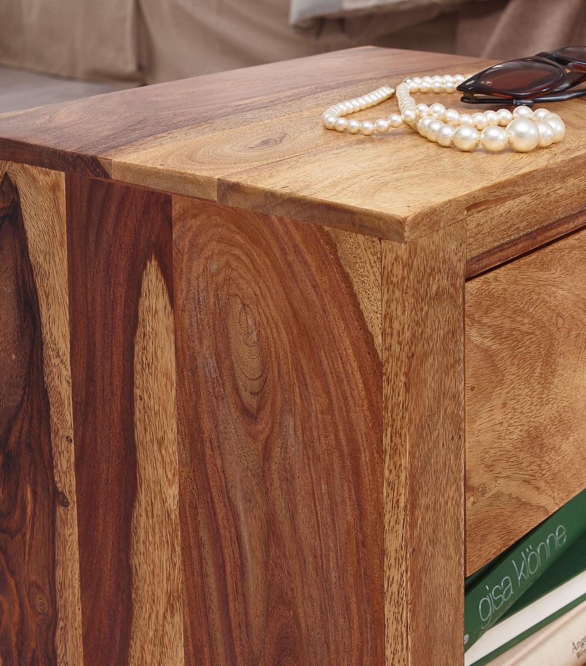 NACHTTISCH – Massivholz, 40x40x30 cm, Schublade & Ablage, Landhausstil - Braun, Holz (40/40/30cm) - KADIMA DESIGN