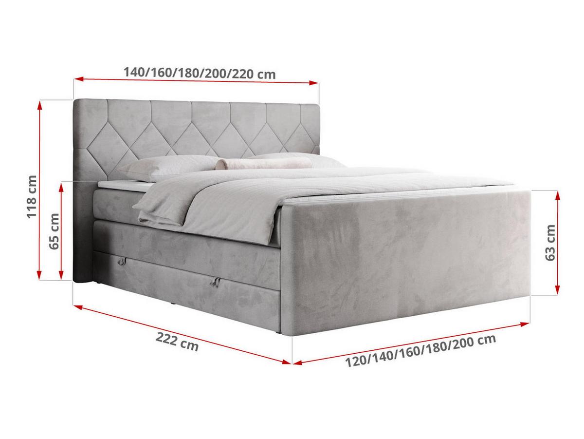 BOXSPRINGBETT KING EIGAR 120/200 Hellgrau Velvet - H3 - Hellgrau, Holz/Textil (120/200cm) - MKS