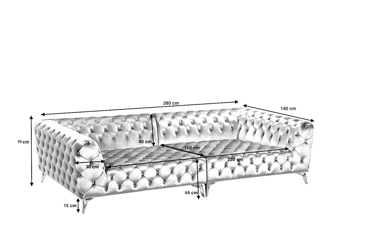 BIG SOFA NARLA Grün Velvet - Silberfarben/Grün, Textil (280/70/140cm) - KAWOLA
