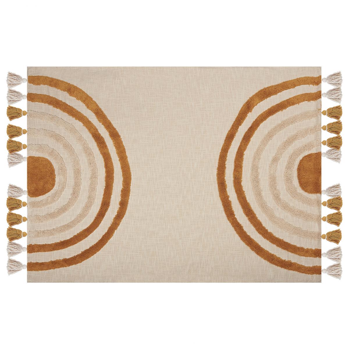 DECKE Beige Mathura 130/180 cm - Beige, Naturmaterialien/Textil (130/180cm) - Beliani