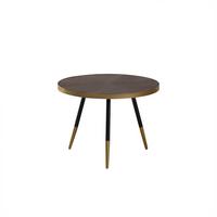 COUCHTISCH dunkler Holzfarbton/gold 61 cm Ramona - Dunkelbraun/Goldfarben, Holzwerkstoff (61/61/45cm) - Beliani