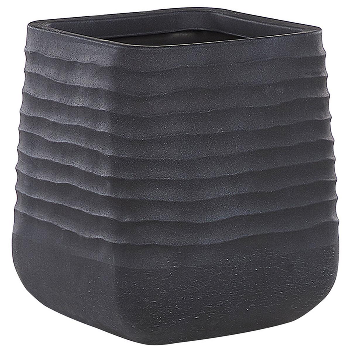 BLUMENTOPF schwarz quadratisch 50/50/49 cm Parikia - Schwarz, Naturmaterialien (49cm) - Beliani