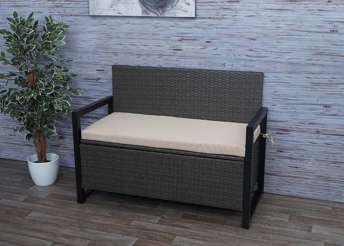 POLY-RATTAN 2ER SITZBANK Grau, Beige - Beige/Grau, Kunststoff (117/87/57cm) - MCW