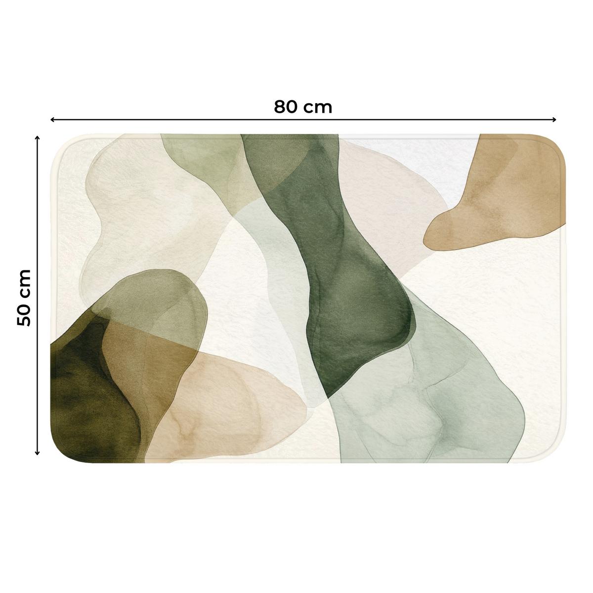 WC-VORLEGER Japandi - Abstrakt - Grün Toilettenteppich 80x50 cm - Grün, Textil (80/1cm) - OnlyWow