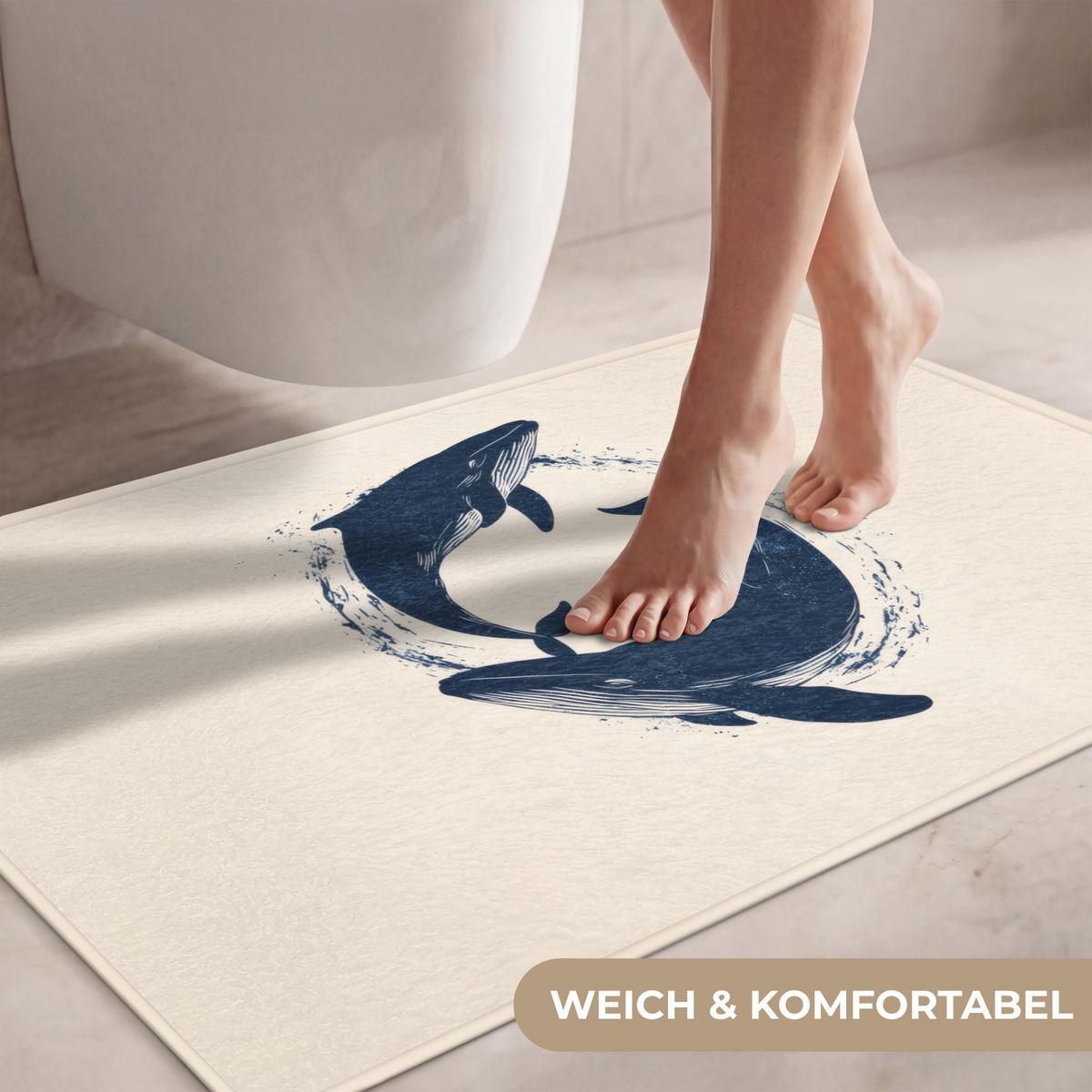 WC-VORLEGER Wale - Spritzer - Kreis - Dunkelblau Toilettenteppich 90x60 cm - Dunkelblau, Textil (90/1cm) - OnlyWow