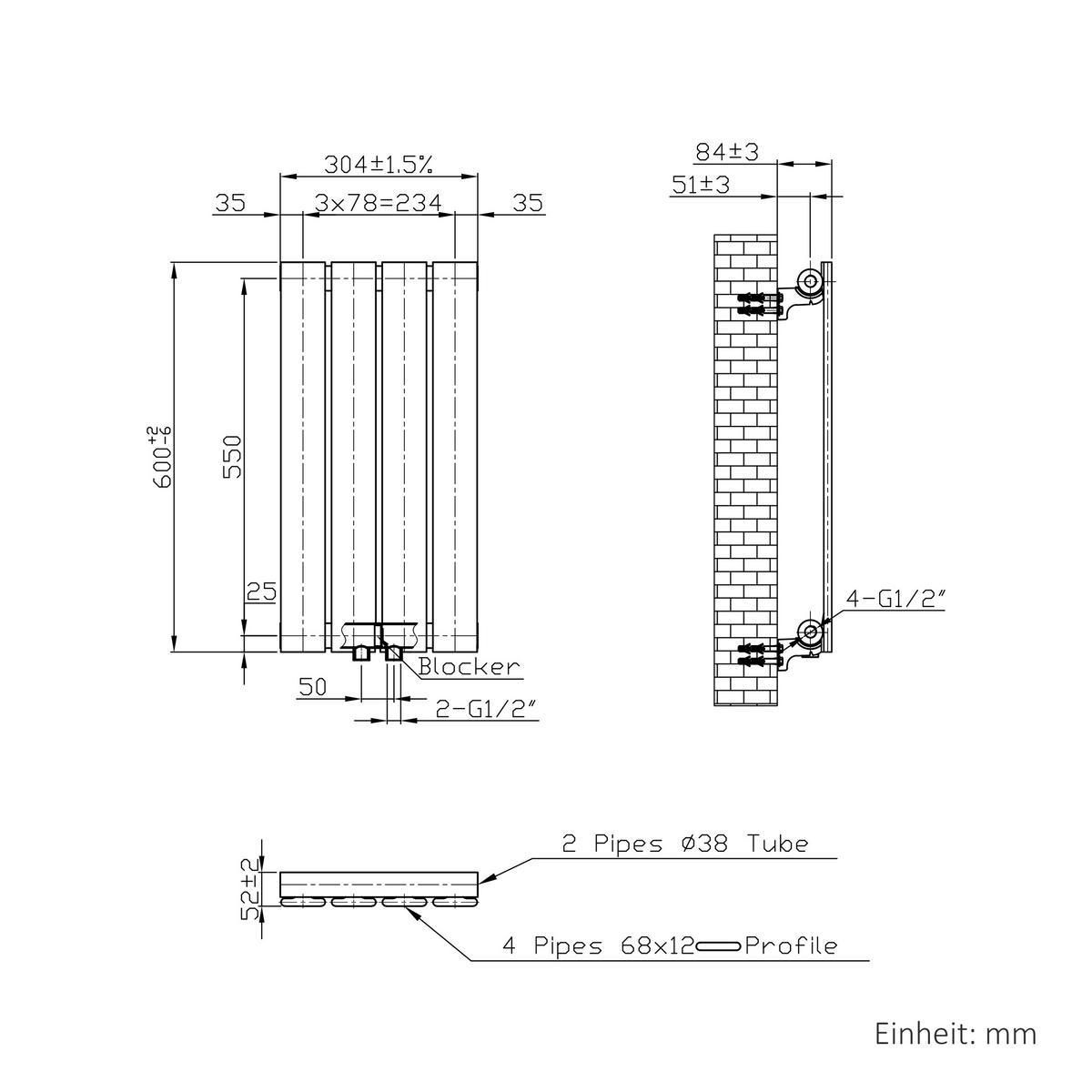 HEIZKÖRPER Flachheizkörper Anthrazit 60/30/5,2 cm - Anthrazit, Metall (30/60/5.2cm) - EMKE