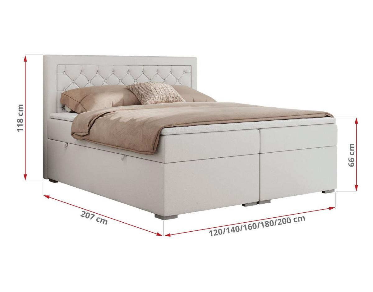 BOXBETT JASIR 200/200 - Weiß Kunstleder - H3 - Weiß, Holz/Textil (200/200cm) - MKS