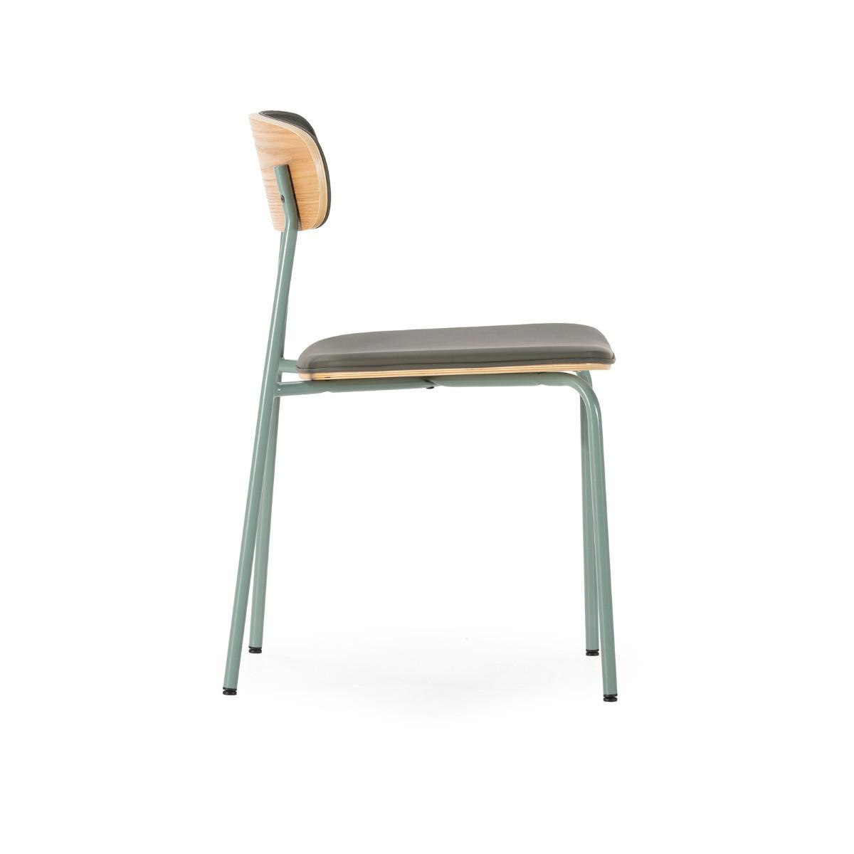 STÜHLE 2er-Set aus Kunstleder mit Metallbeinen 45,5/78/52 cm - Grün, Metall (45.5/78/15cm) - Calicosy