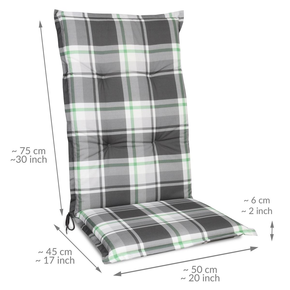 HOCHLEHNERAUFLAGE Sunny MK 120/50/6cm Mintgrün-Kariert - Mintgrün, Textil (50/6/120cm) - Beautissu 