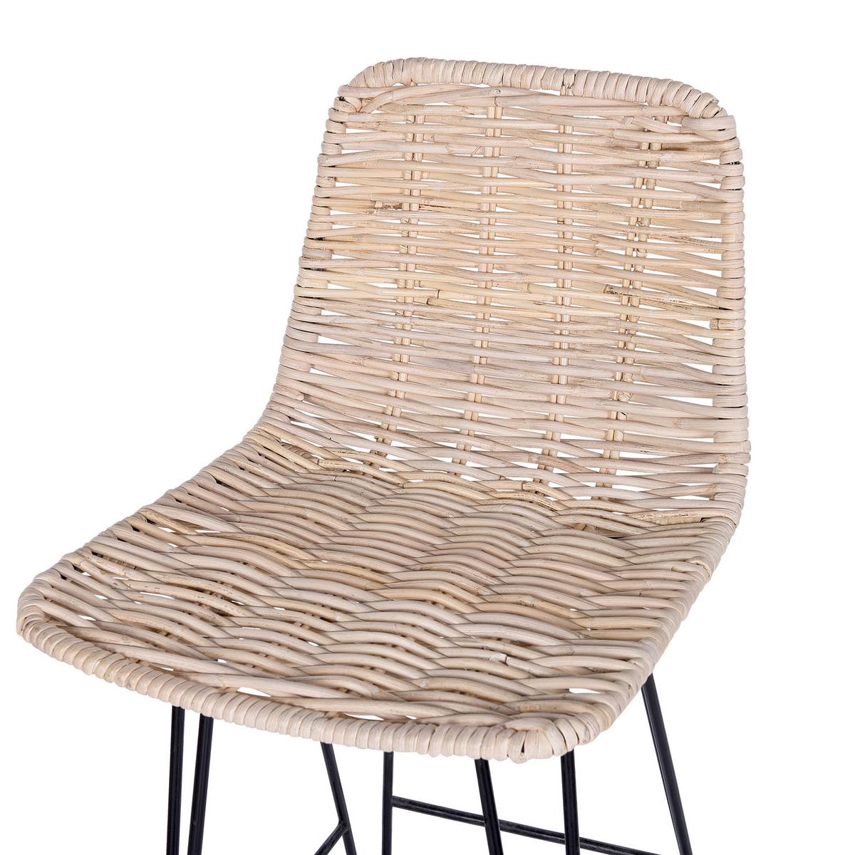 BARHOCKER 2er-Set Rattan Beige Cassita - Beige, Naturmaterialien/Metall (43/103/47cm) - Beliani