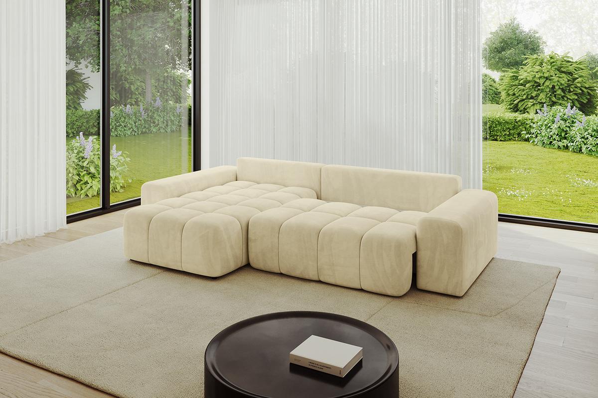 ECKSOFA Ottomane links ENIL-L 297x189x68 Beige Velours - Taupe, Holzwerkstoff/Kunststoff (297/189cm) - ALTDECOR