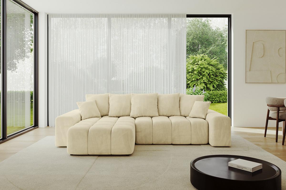 ECKSOFA Ottomane links ENIL-L 297x189x68 Beige Velours - Taupe, Holzwerkstoff/Kunststoff (297/189cm) - ALTDECOR