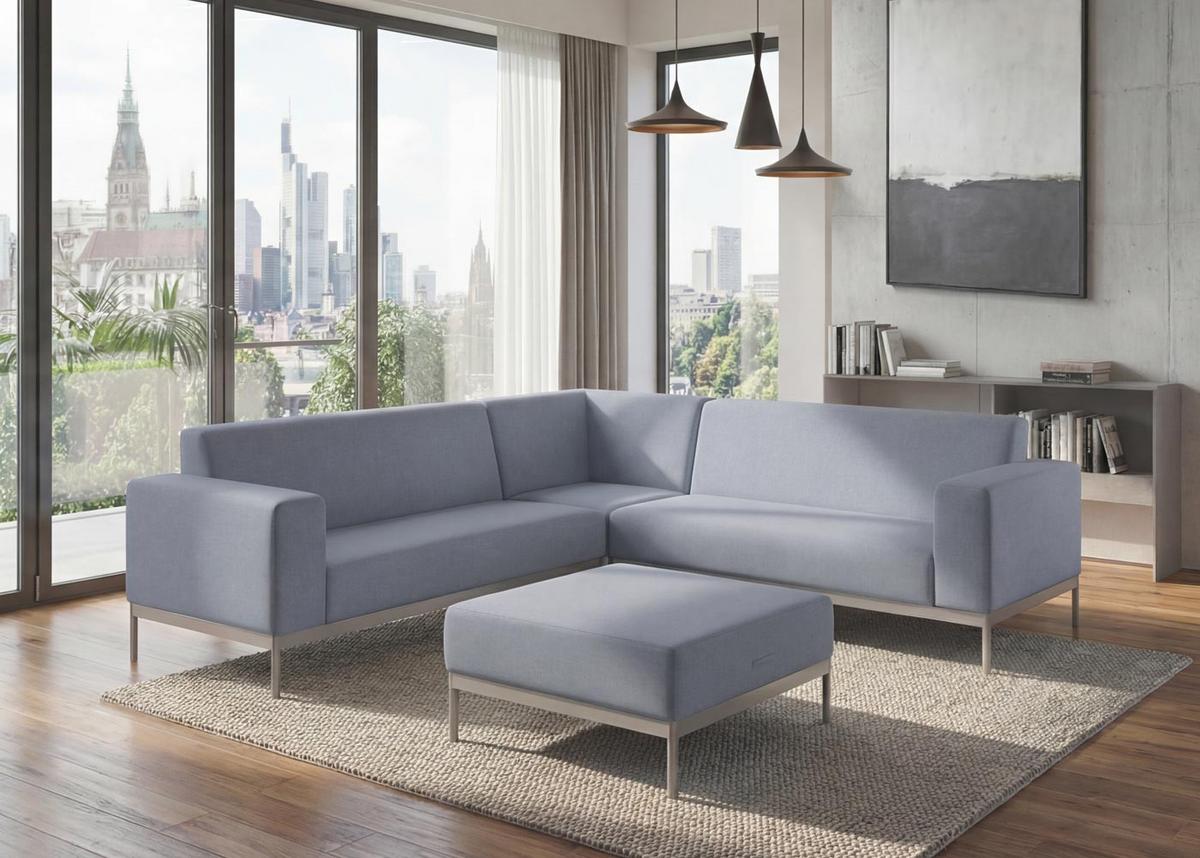 ECKSOFA OHNE ABLAGE Blau - Blau, Textil (245/82cm) - MCW