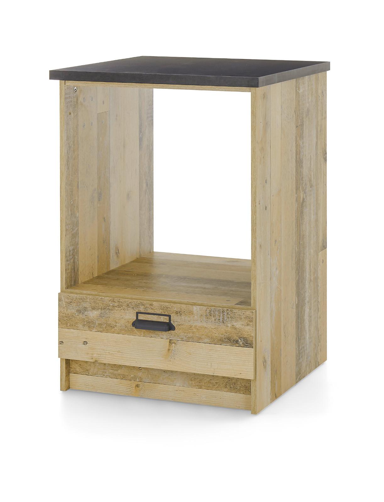 HERDUMBAUSCHRANK Used Wood hell, anthrazit, 60 cm, Küche Unterschrank mit Schublade und Soft-Close - Anthrazit/Schwarz, Holzwerkstoff/Metall (63/93/64cm) - Furn.Design