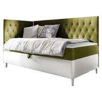 BOXBETT Filip Junior 3, Seite zum Öffnen des Bettkastens: Links - H3 - Weiß/Grün, Holz (90/200cm) - MIRJAN24