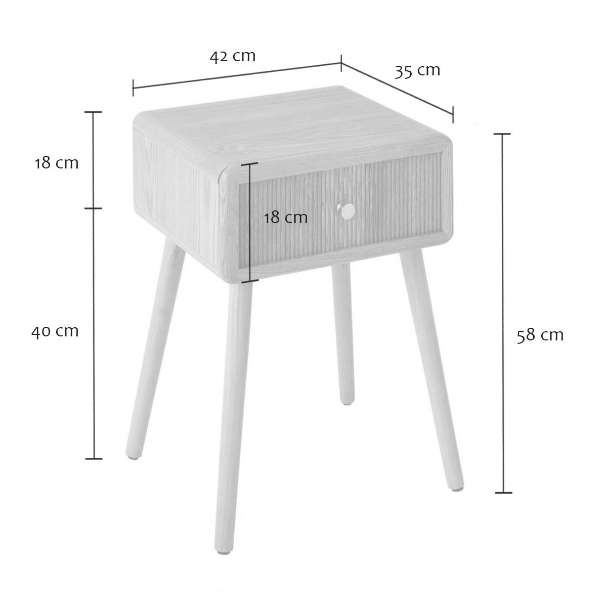 NACHTTISCH mit 1 Schublade und lamellenartiger Front 52/42/35 cm - Eschefarben, Holzwerkstoff (35/52/42cm) - Calicosy