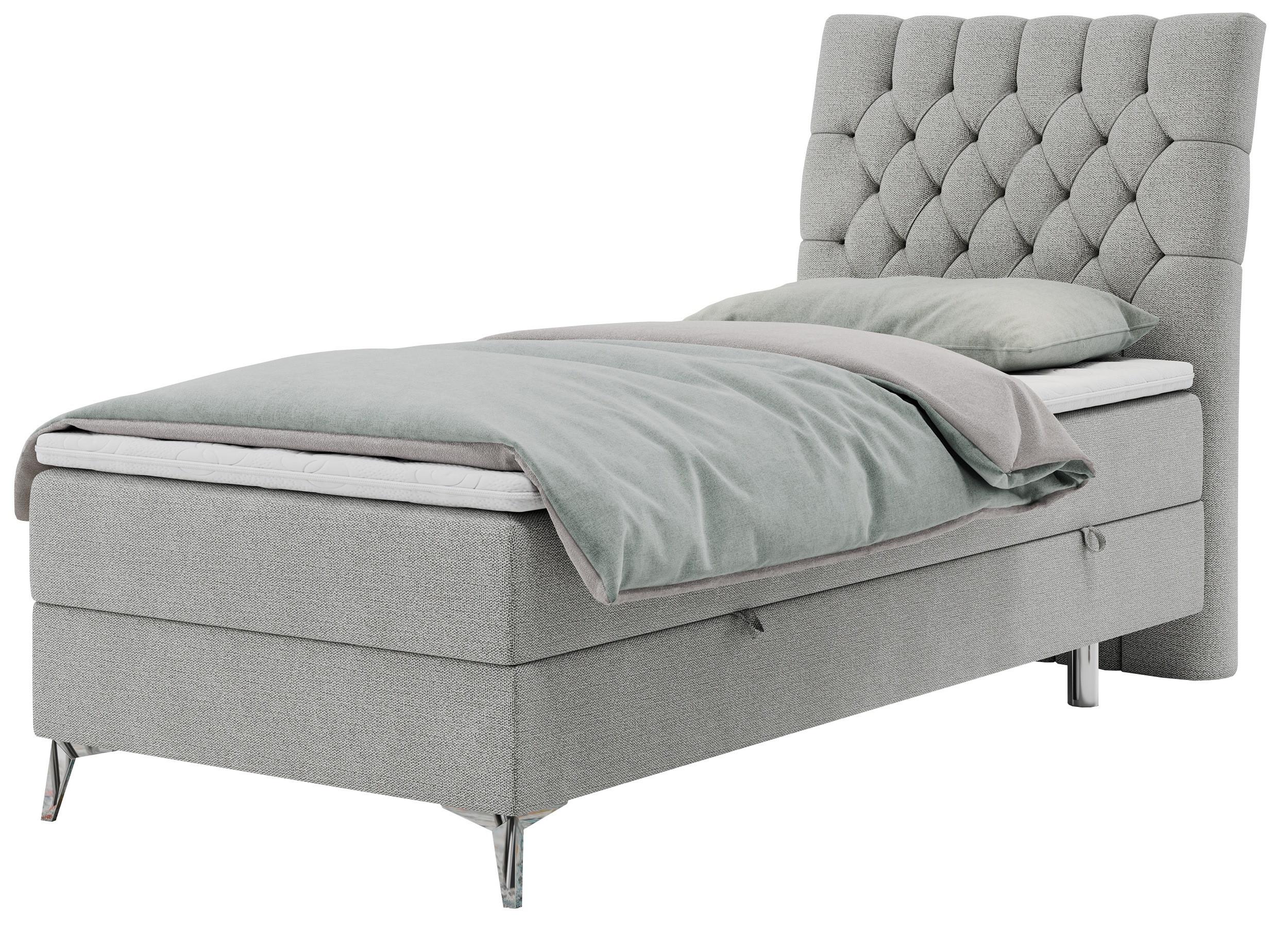 BOXBETT MILEN 90/200 Hellgrau Struktur - H3 - Rechts Seite - Hellgrau, Holz/Textil (90/200cm) - MKS