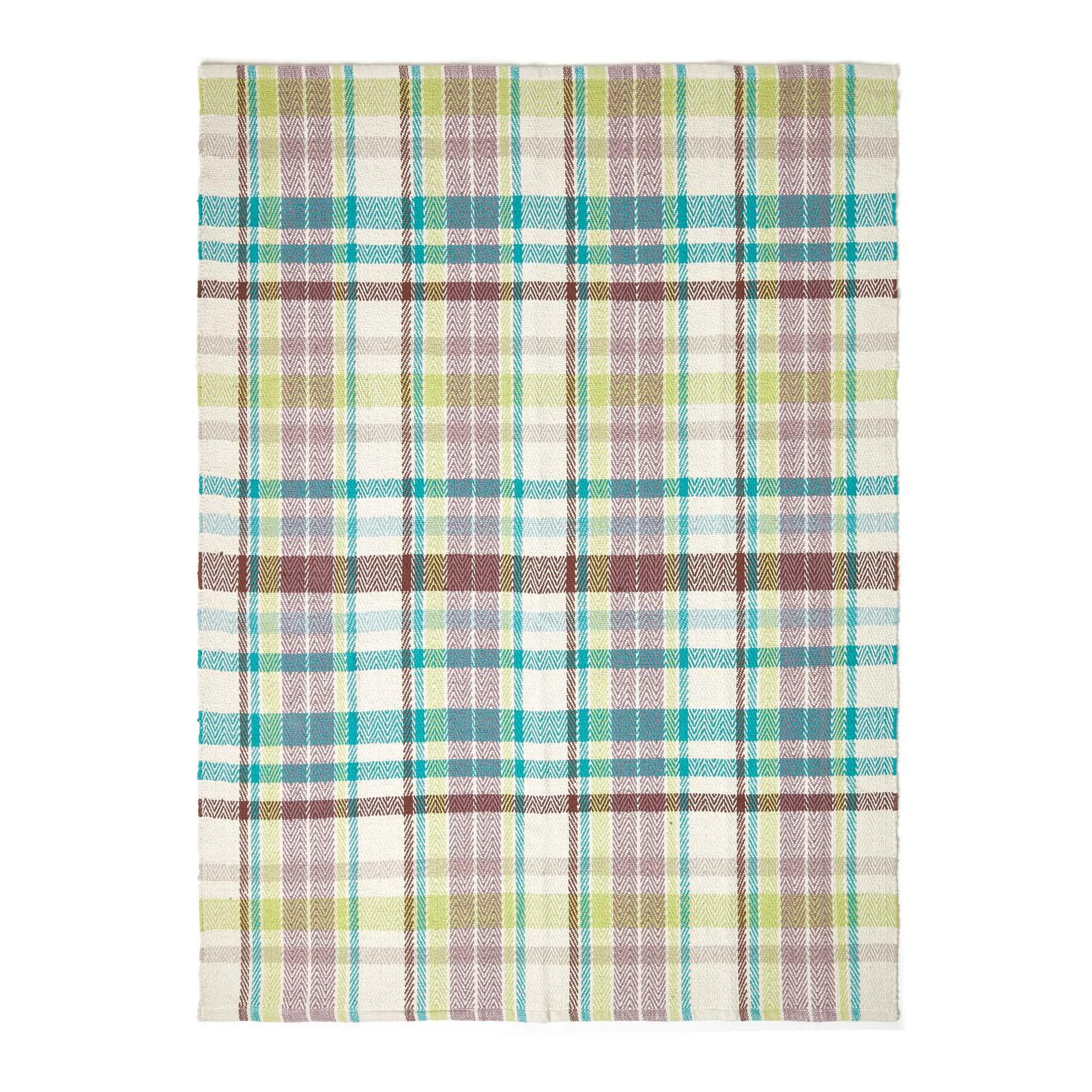 HANDWEBTEPPICH Wilson, Baumwolle kariert 70/120 cm - Multicolor, Textil (70/120cm) - Homescapes