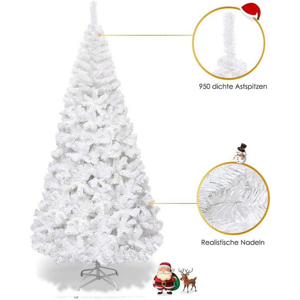 WEIHNACHTSBAUM mit Metallständer 210cm Weiß - Weiß, Metall (210cm) - COSTWAY