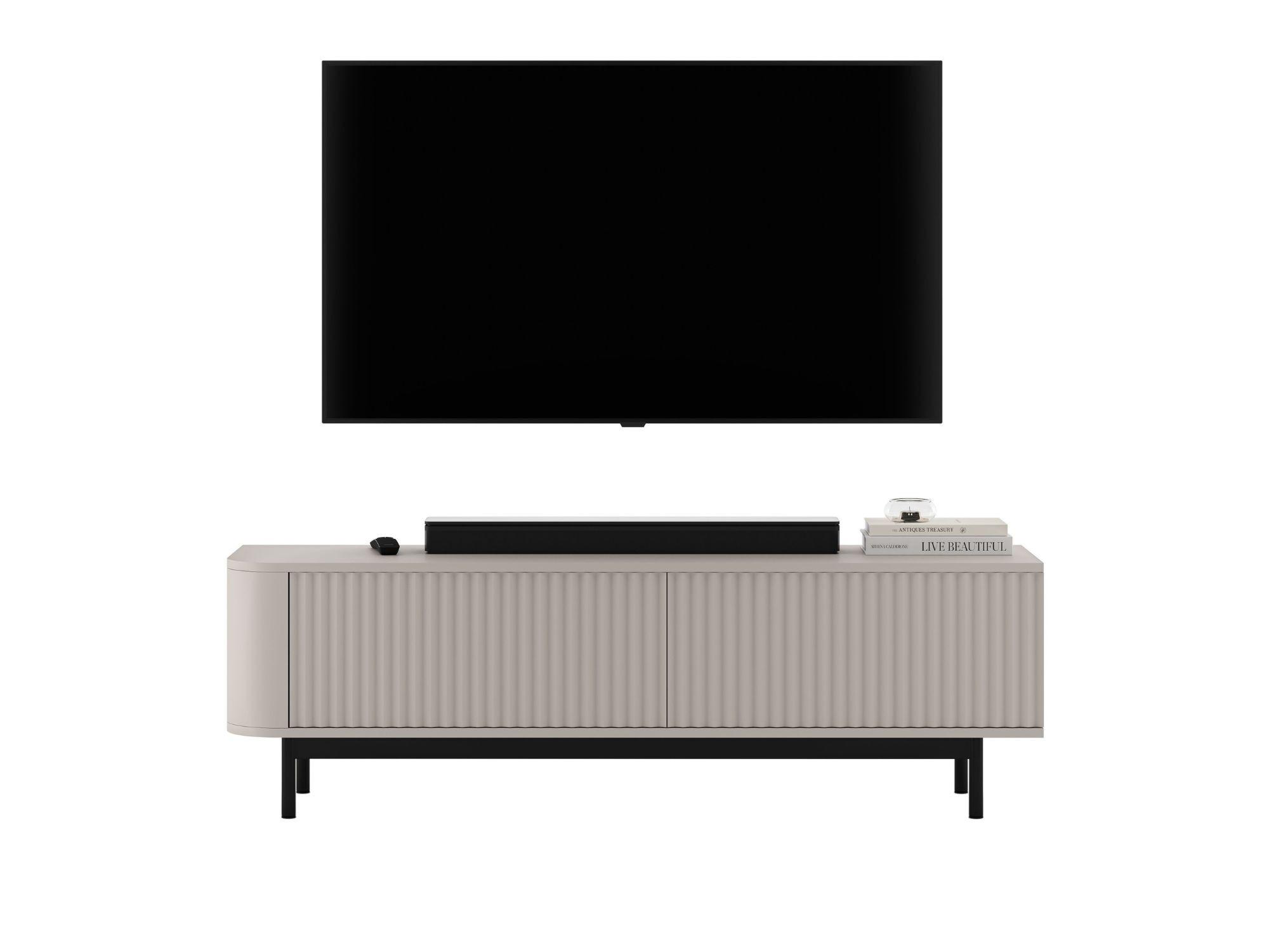 TV-LOWBOARD Aurora Kaschmir matt 140 cm mit Metallrahmen - Kaschmir/Schwarz, Holzwerkstoff/Metall (140/44/35cm) - Meble Lindner