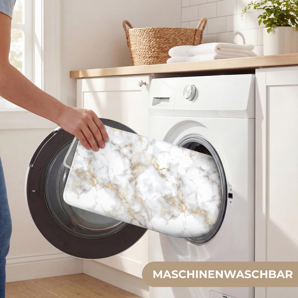 WC-VORLEGER Goldene Adern - Marmor - Weiß WC Teppich 40x60 cm - Weiß, Textil (40/1cm) - OnlyWow