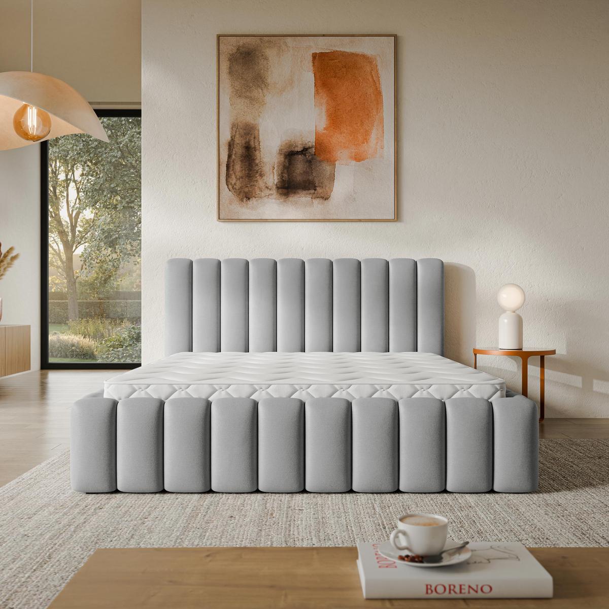 POLSTERBETT TEBA 140x200 cm mit Bettkästen - Hellgrau - Hellgrau, Holz/Textil (140/200cm) - MASSENO
