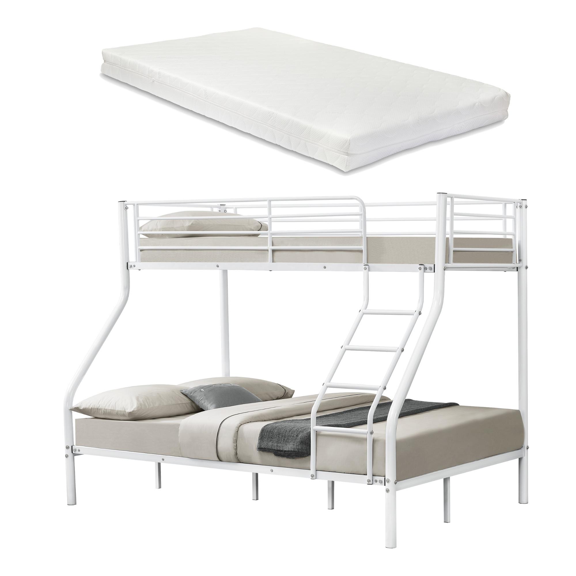 ETAGENBETT Sortland mit Matratze - Weiß, Textil/Metall (140/200cm) - [neu.haus]