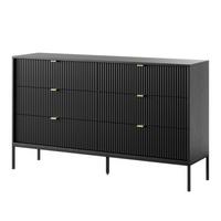 SIDEBOARD STELLARE 154/91/39 cm mit 6 Schubladen Schwarz - Schwarz, Holzwerkstoff (154/91/39cm) - MASSENO
