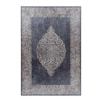 TEPPICH Flachgewebe Waschbar PIZOL in Schwarz, mit Barock-Motiv, 80 x 250 cm - Schwarz, Textil (250/80cm) - KADIMA DESIGN