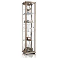 GLASVITRINE 33/37/176 cm mit Spiegel, LED, Schloss & 4 höhenverstellbaren Glasböden - Transparent/Silberfarben, Glas/Holzwerkstoff (37/176/33cm) - K-Möbel
