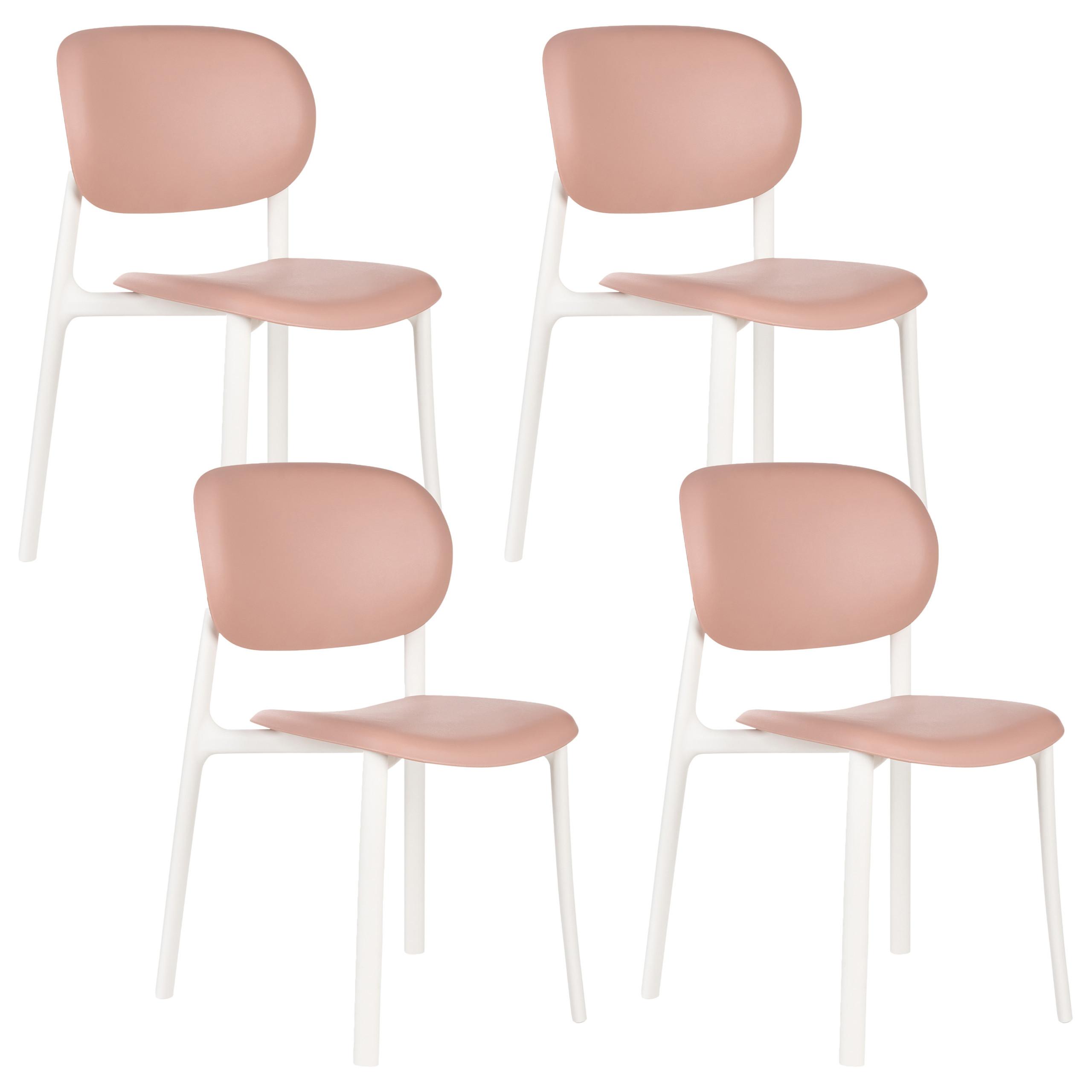 GARTENSTUHL 4er-Set Pastellrosa Musano - Pink/Weiß, Kunststoff (47/88/46cm) - Beliani