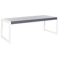 GARTENTISCH Aluminium grau/weiß 210/90 cm Bacoli - Weiß/Grau, Metall (210/90/74cm) - Beliani