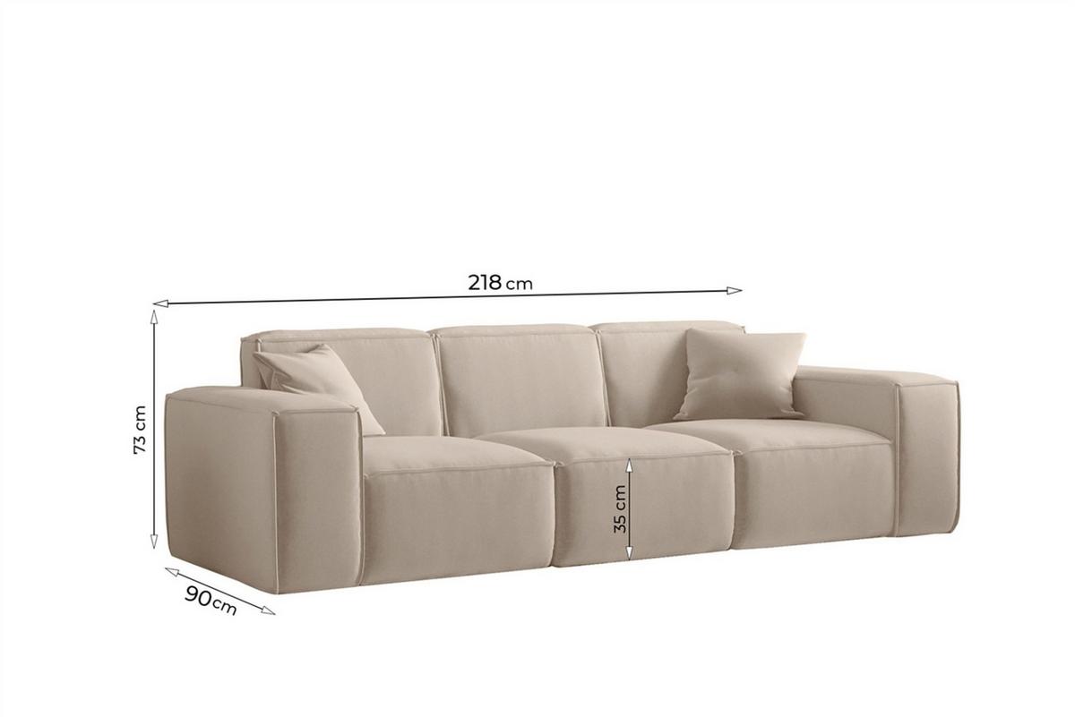SOFA 3-sitzer Celes Premium In Artico - Hellgrau, Holzwerkstoff/Textil (218/73/90cm) - Fun Möbel
