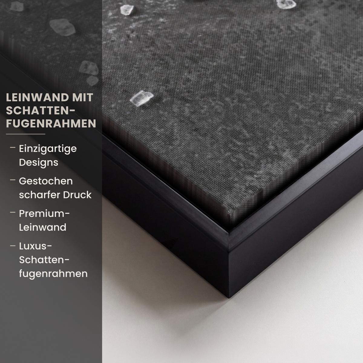 LEINWAND Bilder mit Rahmen - Pfeffer - Kräuter - Gewürze - Beton - 40x60 - Dunkelgrau, Textil (40/60cm) - MuchoWow