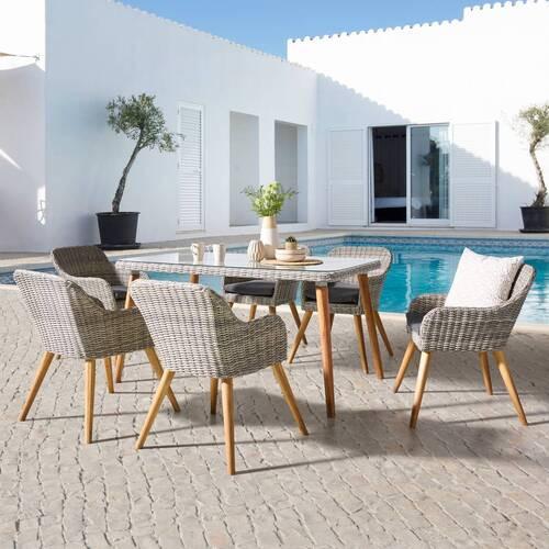 Vrtna jedilna garnitura iz sivega poliratana