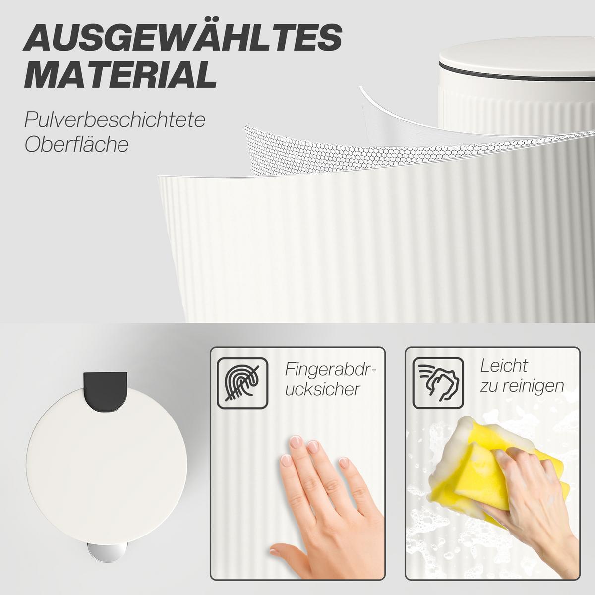 MÜLLEIMER Metall Kunststoff Cremeweiß - Creme, Metall (30/60.5/36cm) - HOMCOM