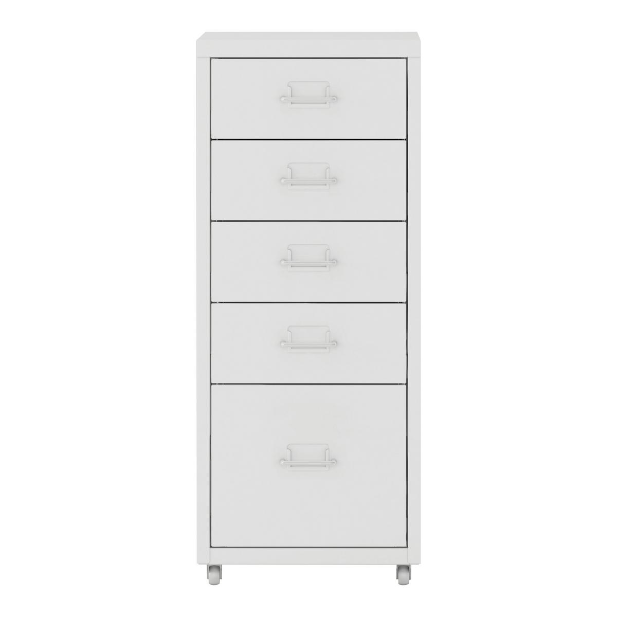 ROLLCONTAINER Kökar - Weiß, Metall (28/69/41cm) - [en.casa]