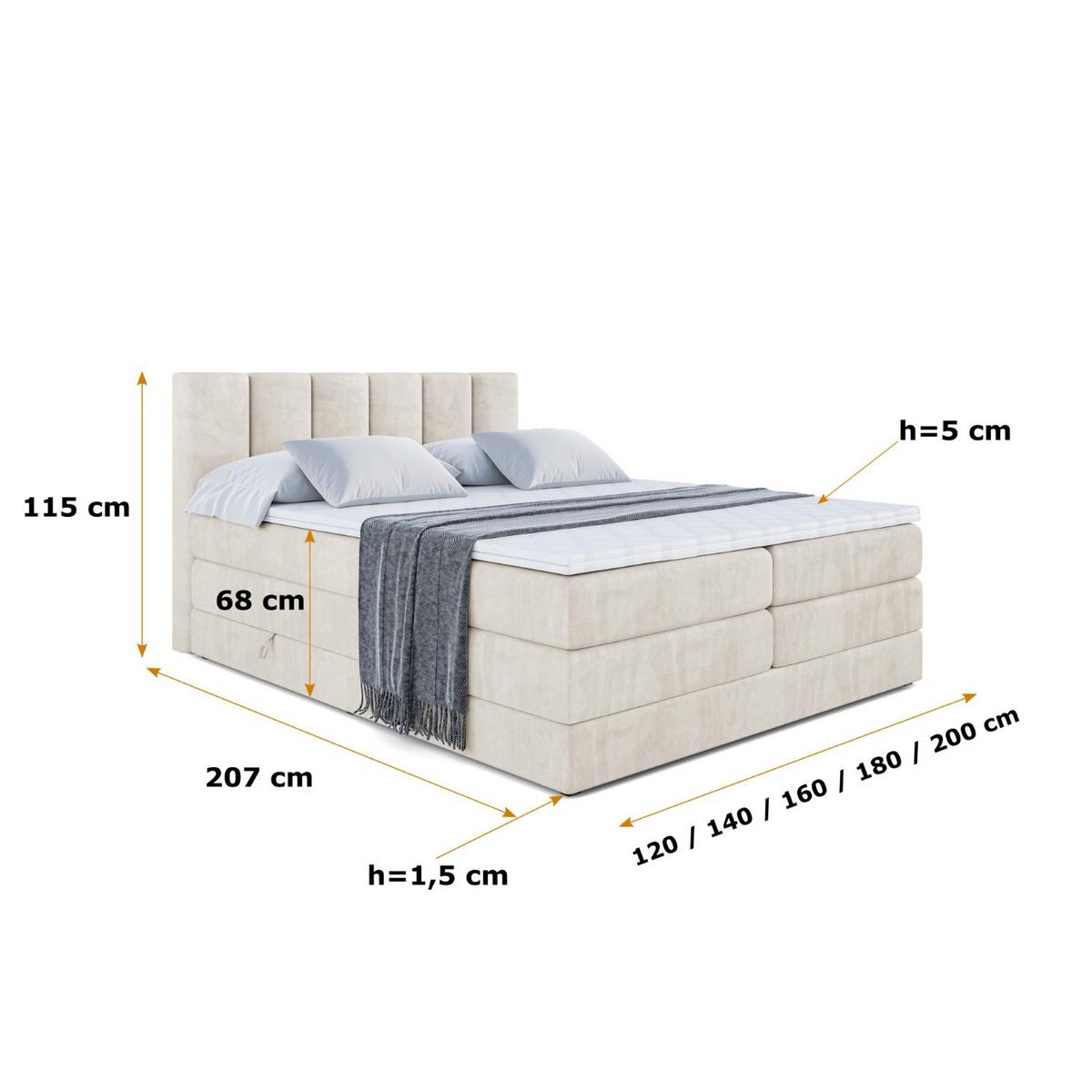 BOXSPRINGBETT BOXI1 KING - 140x200 - H3/H4 - Creme - Creme, Holzwerkstoff (140/200cm) - ALTDECOR