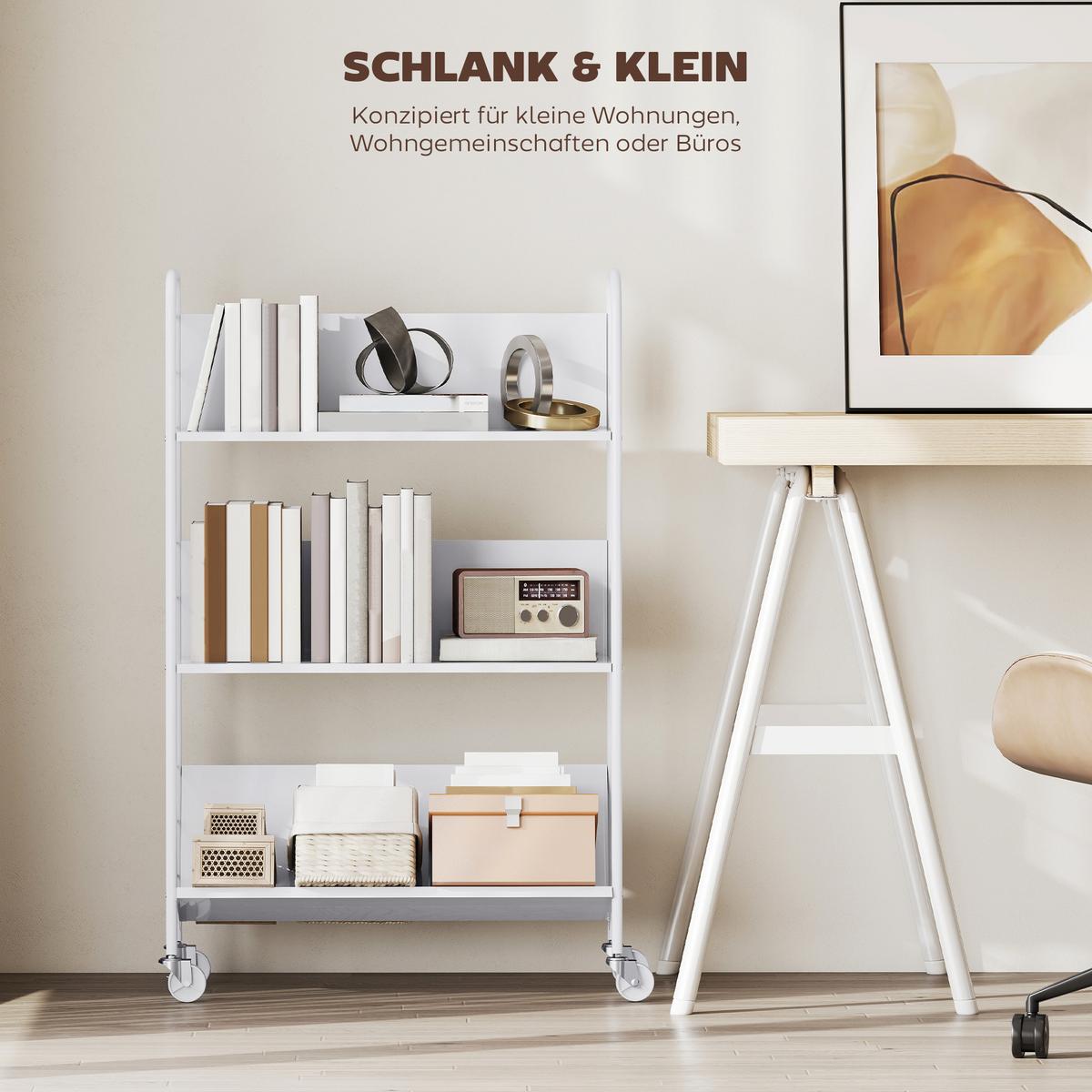 BÜCHERREGAL Metall Kunststoff Weiß - Weiß, Metall (26/108/69cm) - HOMCOM