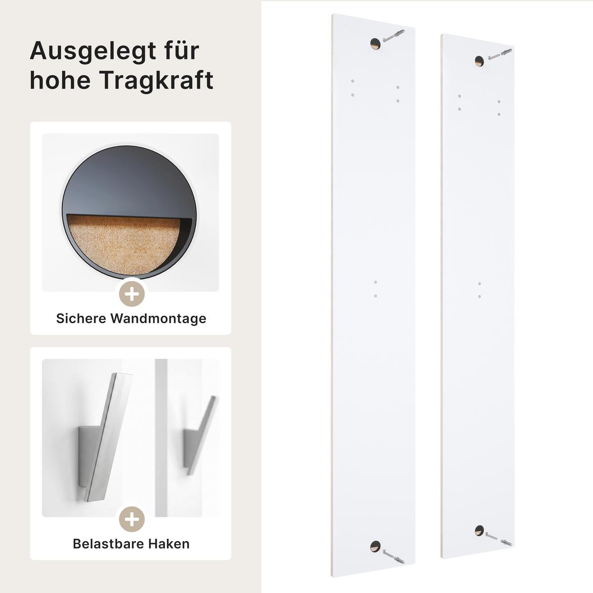 GARDEROBENPANEEL Wandpaneel Weiß Hochglanz - Weiß Hochglanz, Holzwerkstoff (120/28/2cm) - Vladon
