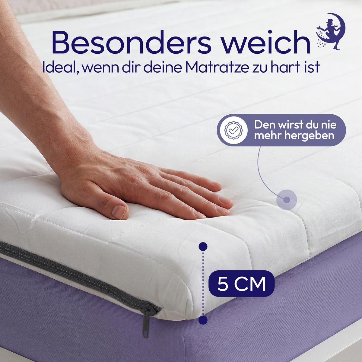 MATRATZENTOPPER KALTSCHAUM 100x190 cm – 5 cm Komfortauflage für harte Matratzen - Weiß, Textil (100/190cm) - Mister Sandman