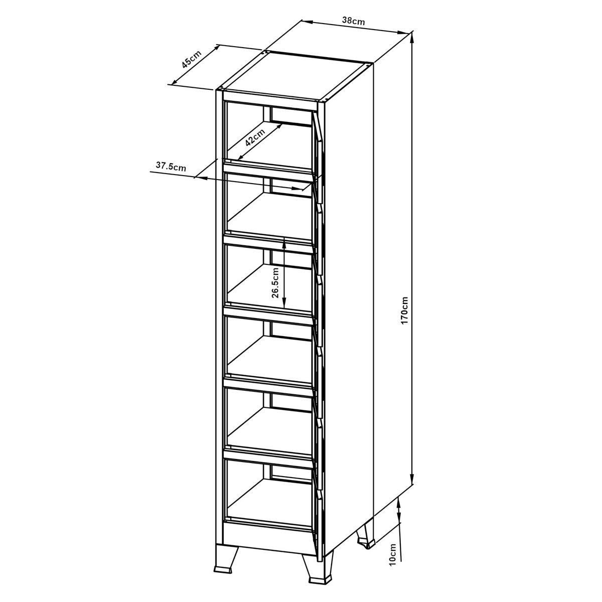 SPIND Joroinen - Grau, Metall (38/180/45cm) - [en.casa]